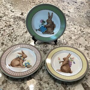 Sakura Debbie Mumm Easter Bunny Spring is in the Air 4 Dessert or Salad Plates